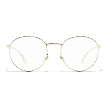 CHANEL Metal Oval Eyeglass Frames Unisex Gold