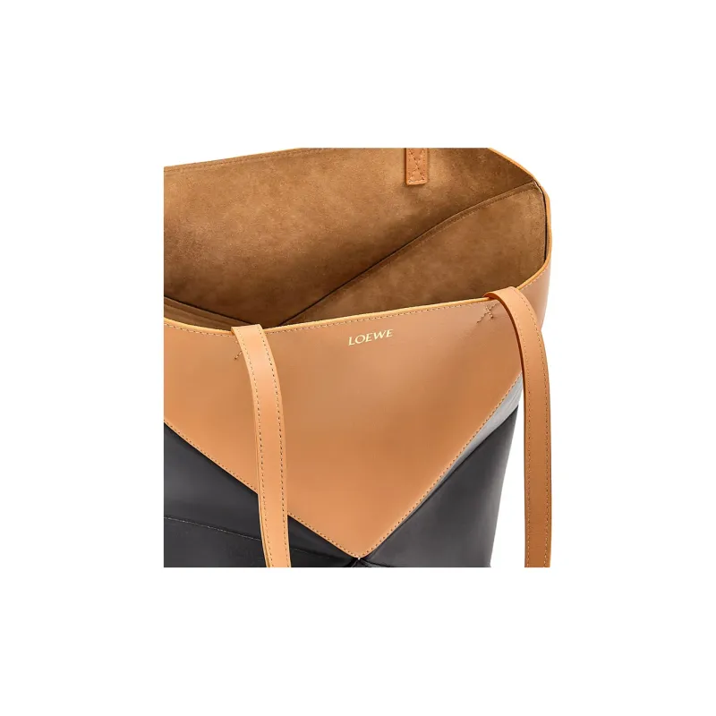 LOEWE Shiny Cow Leather Tote Bag Shopping Bag Handbag Regular Women's Brown/Black-6