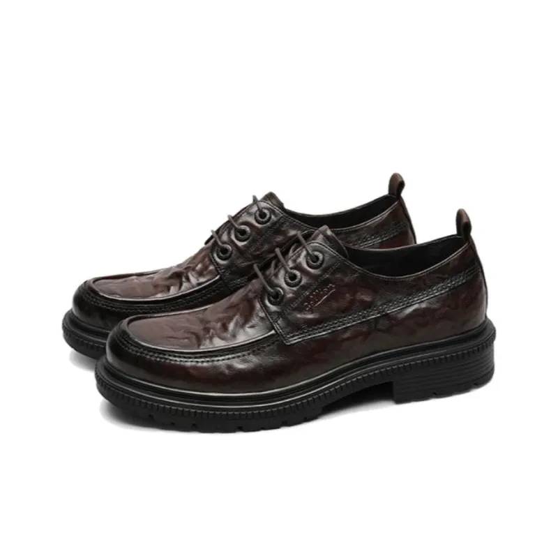 GOLDLION Dress Shoes Men Low Top Black/Brown-5