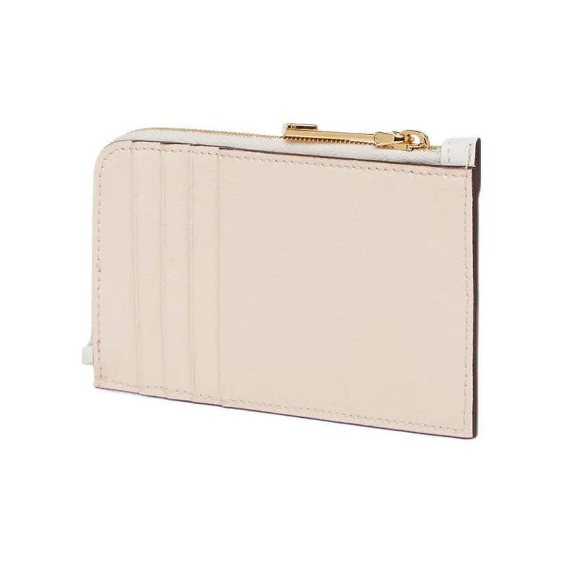 FENDI FF Diamonds Series Leather Card Holder Women's White/Pink-1
