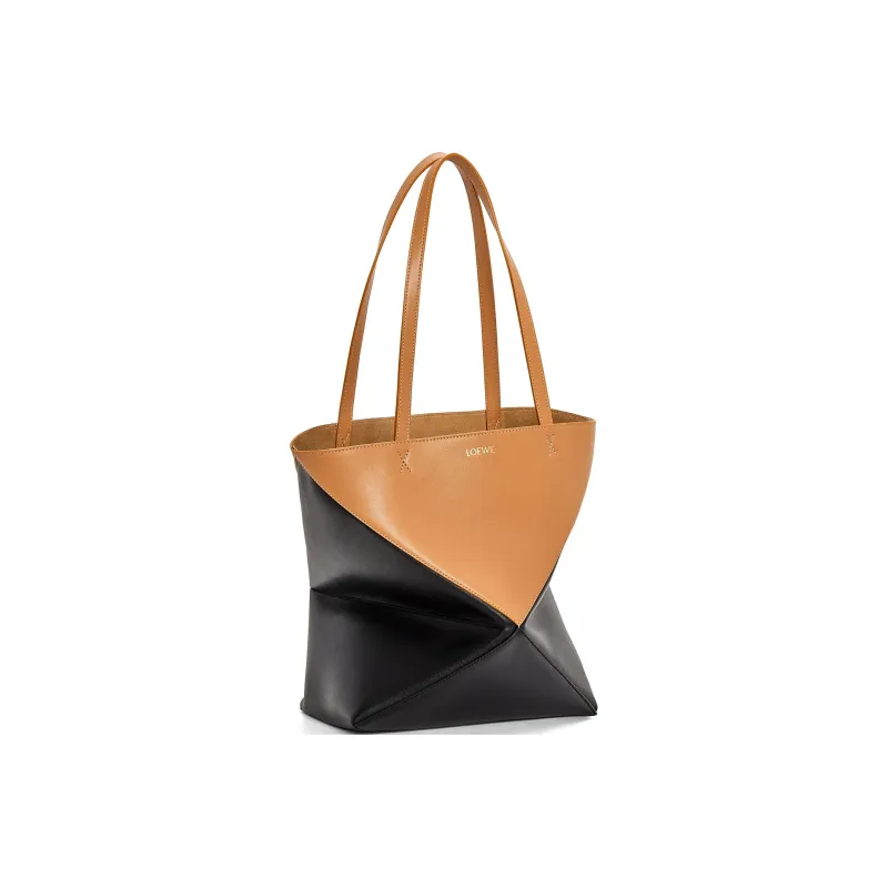 LOEWE Shiny Cow Leather Tote Bag Shopping Bag Handbag Regular Women's Brown/Black-1