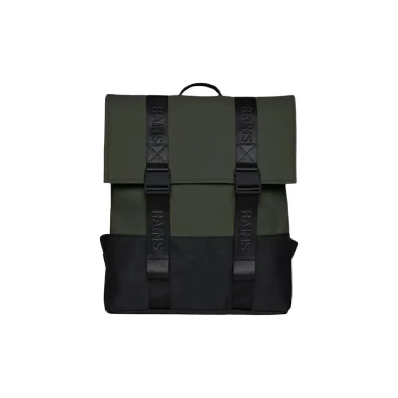 Rains Waterproof Fabric Backpack Regular Men's Green/Black-0