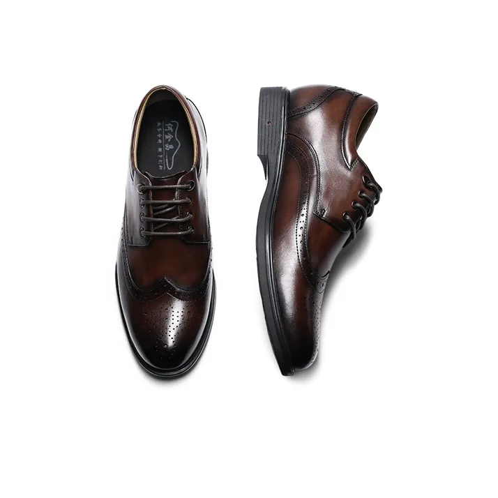 He Jinchang Dress Shoes Men's Light Brown-5