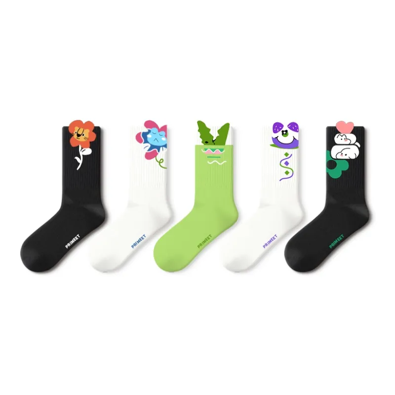 Primeet Mid Calf Socks Spring Summer Women's 5 Pack-2