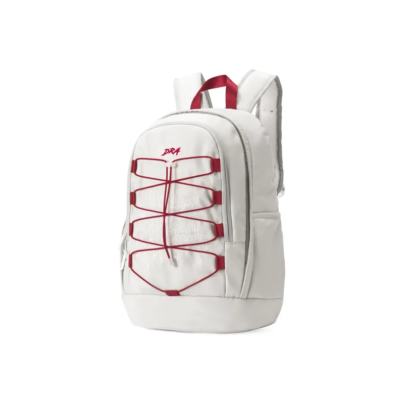 DRACONITE Polyester Workwear Drawstring Embroidered Design Student Backpack Unisex Gray Red Contrast-1