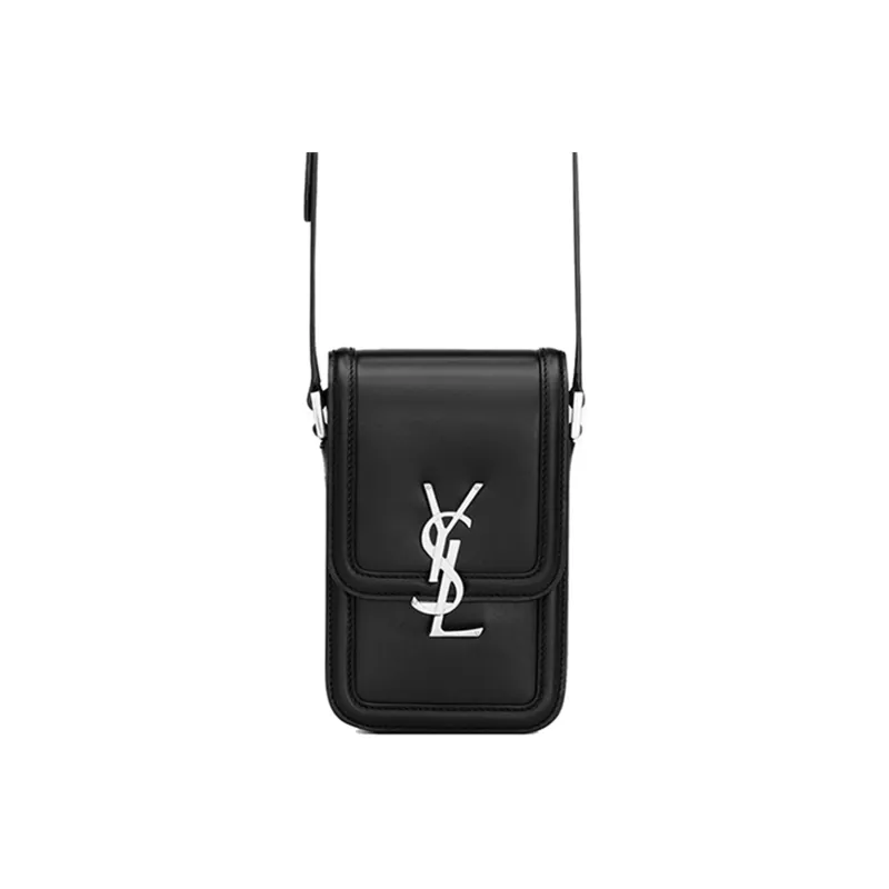 SAINT LAURENT SOLFERINO Smooth Leather Crossbody Bag Shoulder Bag Mini Men's Black-0