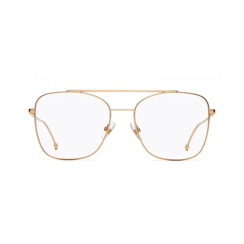 FENDI Metal Irregular Shape Eyeglass Frames Unisex Rose Gold-1