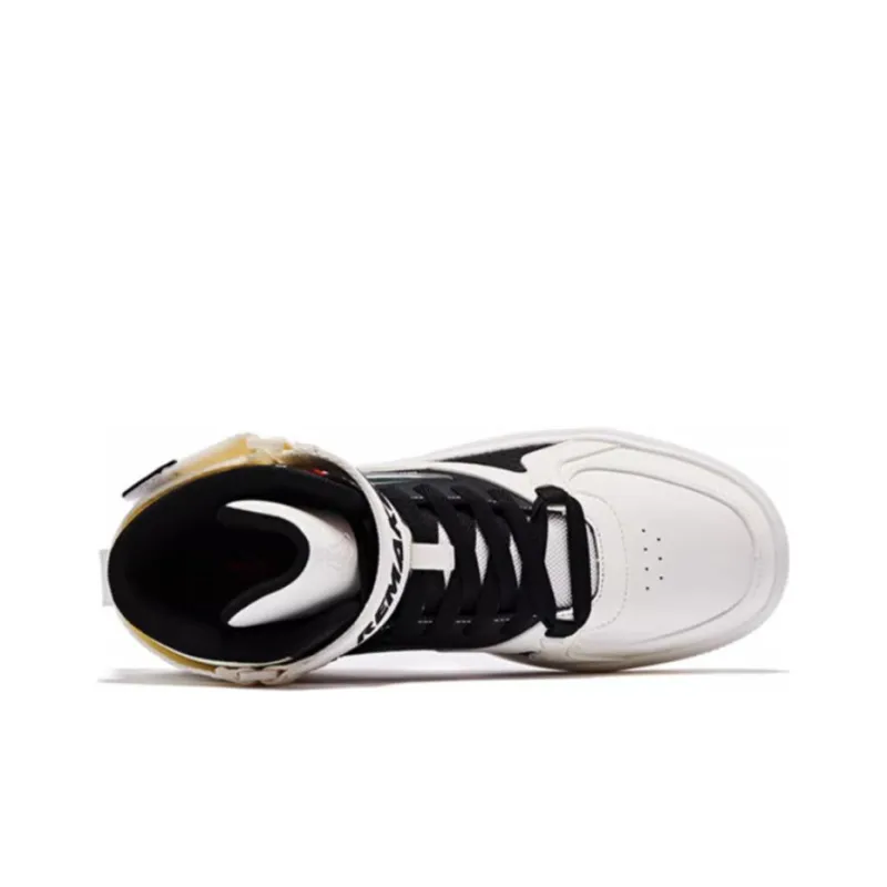 QIAODAN Slip Resistant Shock Absorbers High Top Skateboard Shoes Men's Black Ivory-2