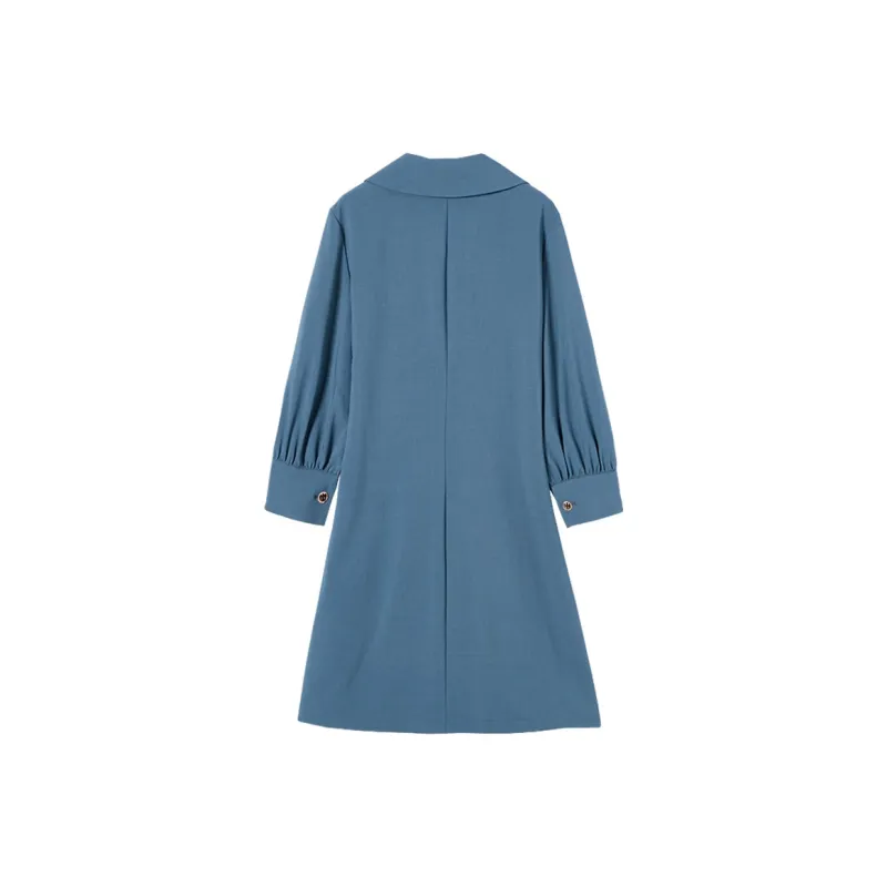LA CRAWFISH Long Sleeved Dresses Women's Gray Blue-1