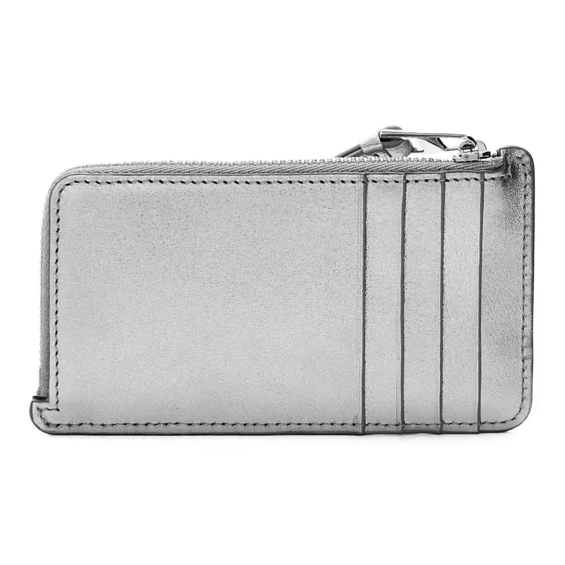 LOEWE Puzzle Cow Leather Card Holder Women's Silver-1