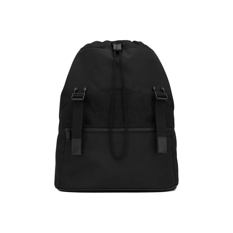 SAINT LAURENT Fabric Cow Leather Patchwork Backpack Regular Men's Black-3