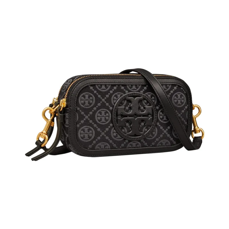TORY BURCH T Monogram Jacquard With Nappa Leather Trim Shoulder Bag, Crossbody Bag Mini Women's Black-2
