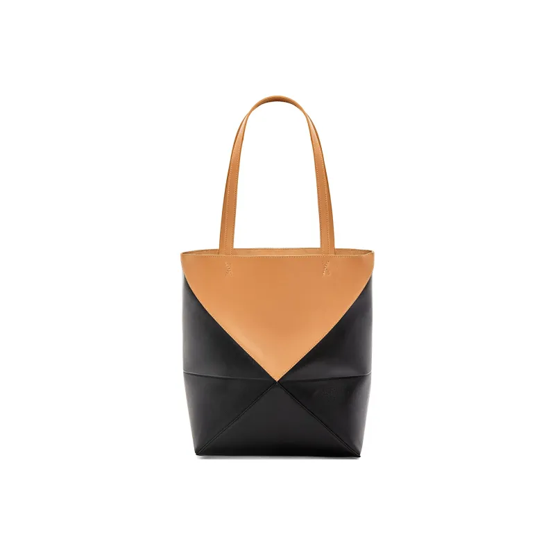 LOEWE Shiny Cow Leather Tote Bag Shopping Bag Handbag Regular Women's Brown/Black-2