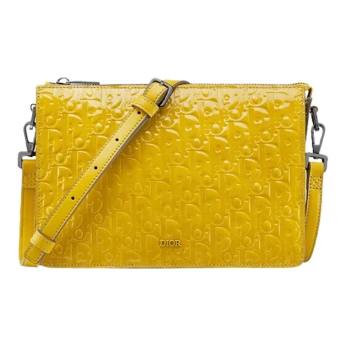 DIOR Oblique Gravity Print Leather Shoulder Bag Crossbody Bag Regular Men's Yellow