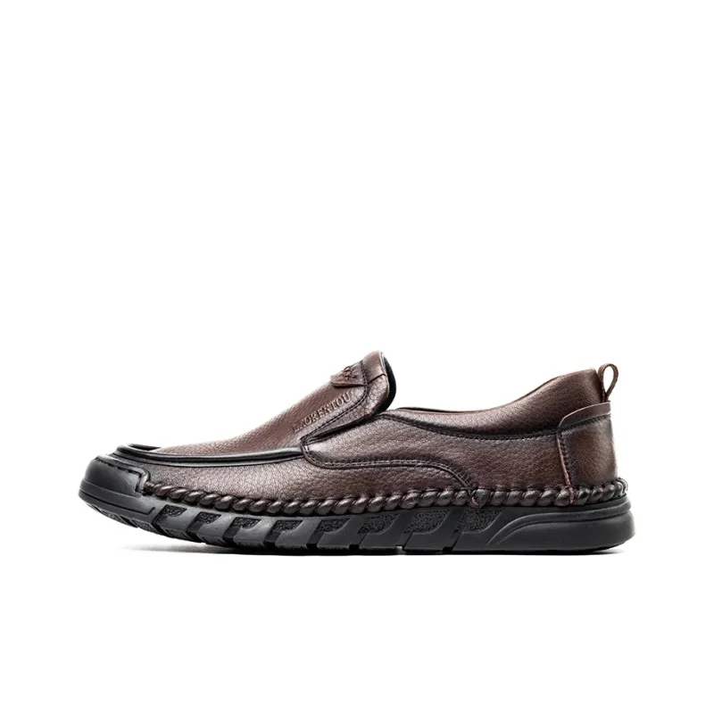 LAORENTOU Men's Casual Shoes Men Low Top Black/Brown-5