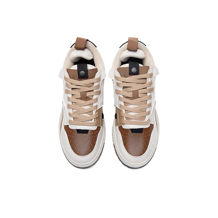 Kappa Anti Slip Wear Resistant Low Top Skateboard Shoes Unisex Moon Gray/Latte Coffee/Brown-3