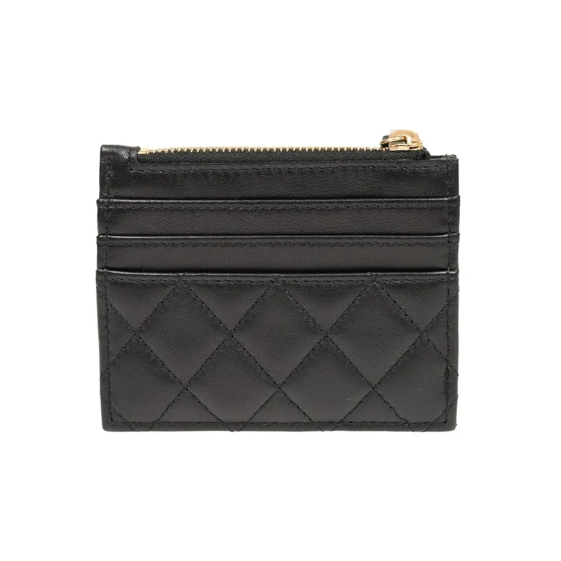 CHANEL Lambskin Wallet, Card Holder Women's Black-3