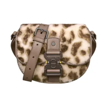 DIOR Gallop Shearling Shoulder Bag Crossbody Bag Mini Men's Brown/Cream White