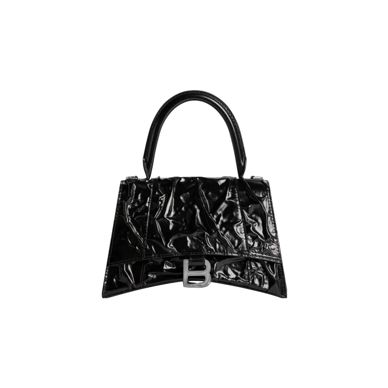 Balenciaga Hourglass Lambskin Shoulder Bag, Crossbody Bag, Handbag Small Size Women's Black-0