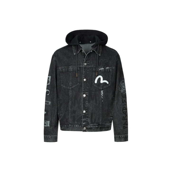 EVISU Denim Jackets Men Black-1
