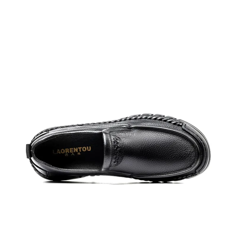 LAORENTOU Men's Casual Shoes Men Low Top Black/Brown-4