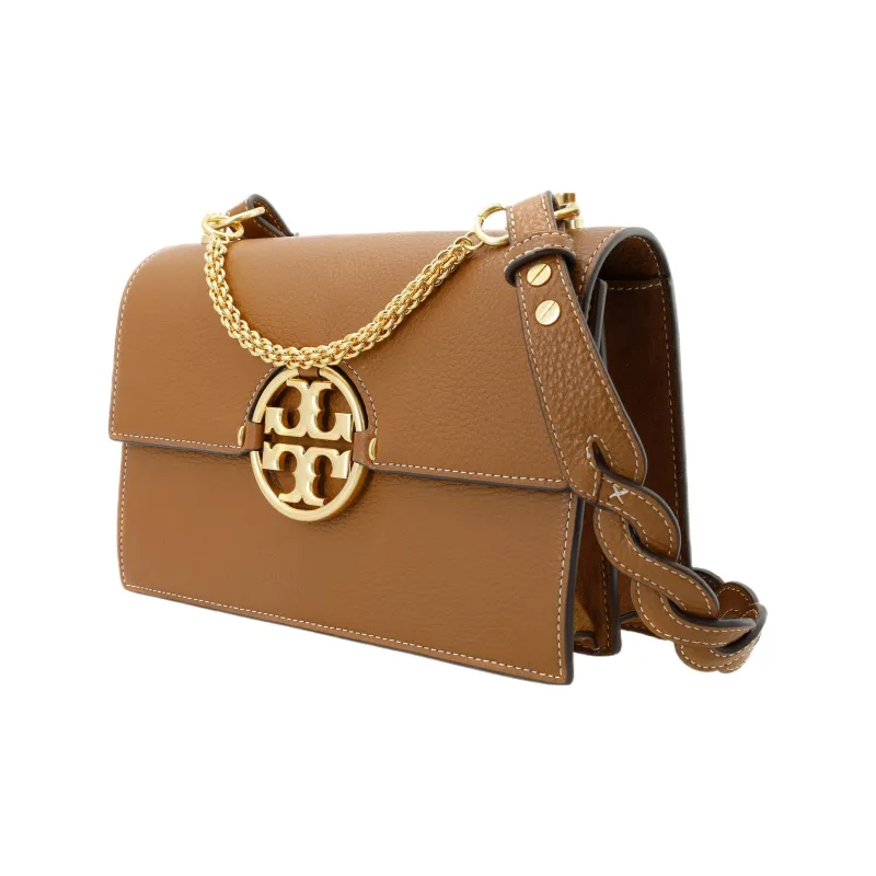 TORY BURCH Miller Grained Calfskin Trunk Bag Handbag Crossbody Bag Shoulder Bag Women's Brown-1