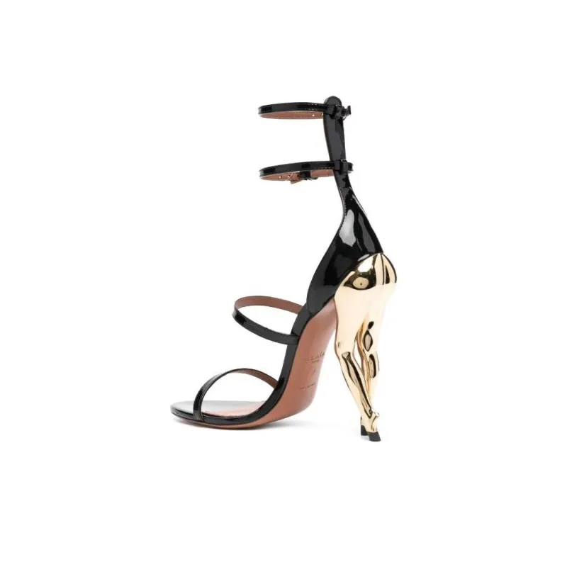 Alaïa 90mm Heeled Leather Sandals-3