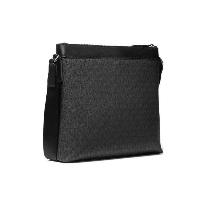 MICHAEL KORS Greyson Artificial Leather Messenger Bag, Crossbody Bag Medium Size Men's Black-1
