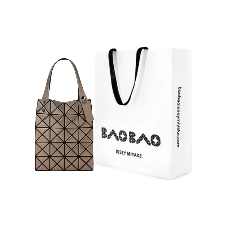 ISSEY MIYAKE Platinum Polyurethane Tote Bag Shopping Bag Handbag Regular Women's Brown-6