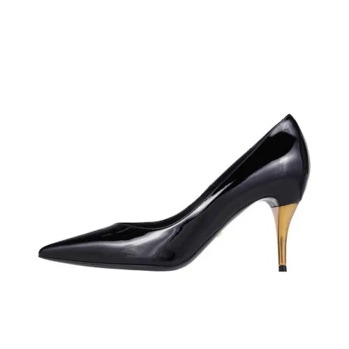 GUCCI Gold-heel Patent Leather Pumps