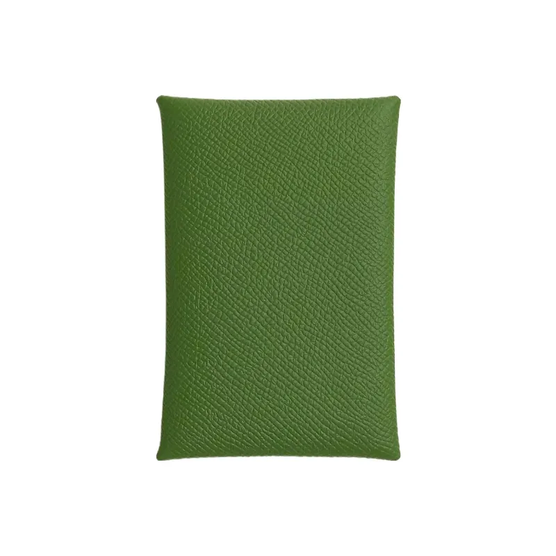 HERMES Calvi Epsom Calfskin Card Holder Women's Orchid Green/Sky Blue-0