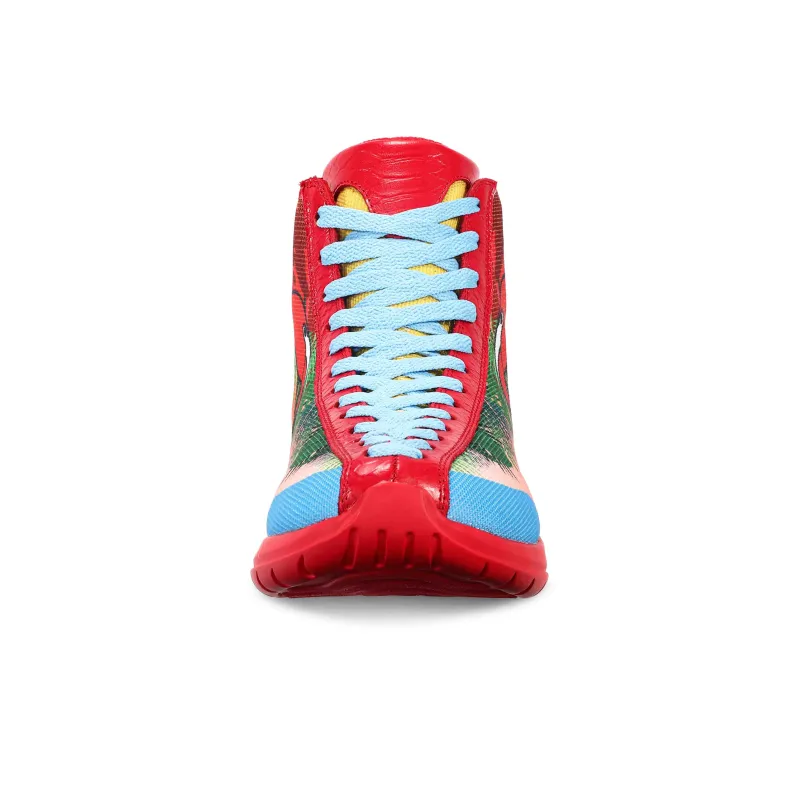 SOULSFENG Mid Top Basketball Shoes Unisex Red-4