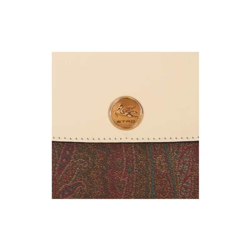 ETRO Cotton And Polyester Blend Shoulder Bag Crossbody Bag Large Size Women's Beige-5