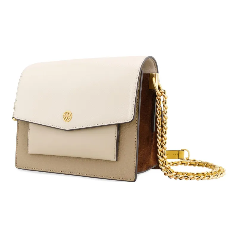 TORY BURCH Robinson Cow Leather Crossbody Handbag, Shoulder Bag Medium Size Women's Cheese White-1