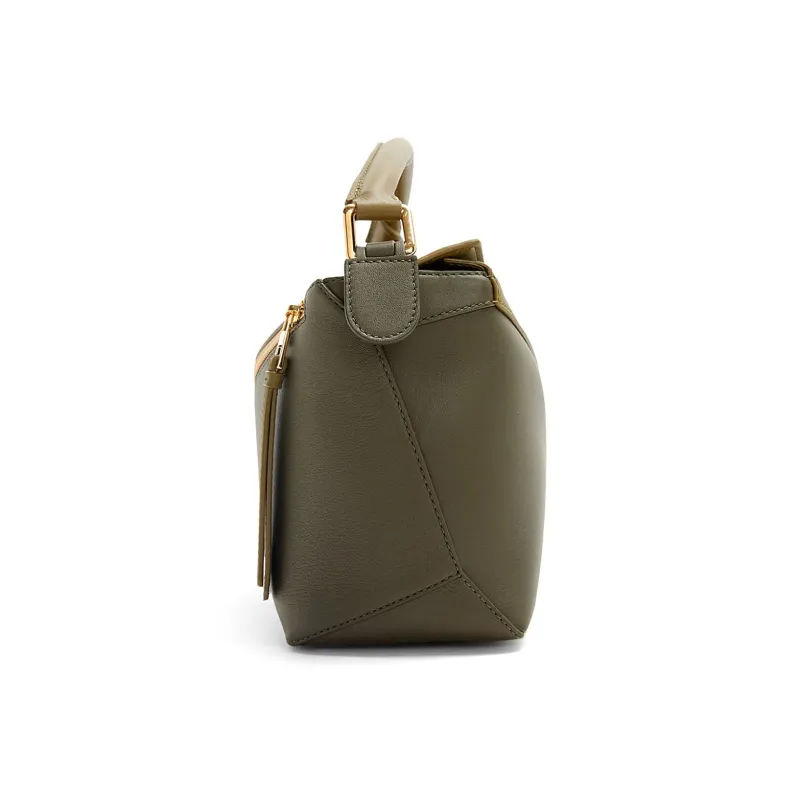 LOEWE Puzzle Cow Leather Shoulder Bag, Crossbody Bag, Handbag Trumpets Women's Olive Green/Dark Green-4