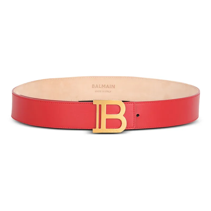 BALMAIN B-Belt Logo-buckle Leather Belt-0