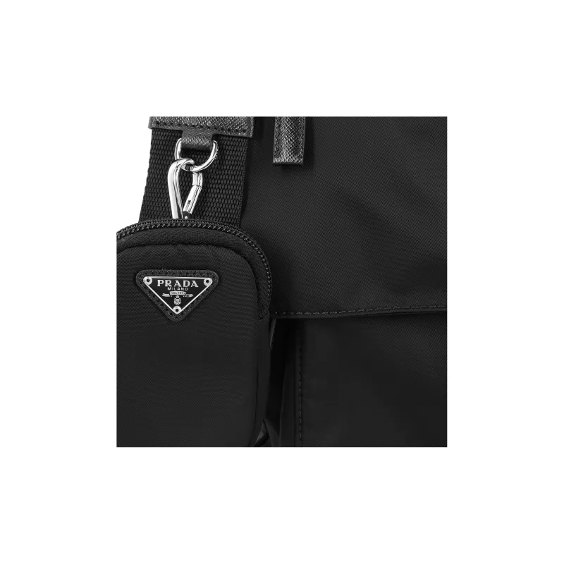 PRADA Nylon 2 in 1 Shoulder Bag, Crossbody Bag Regular Unisex Black-6
