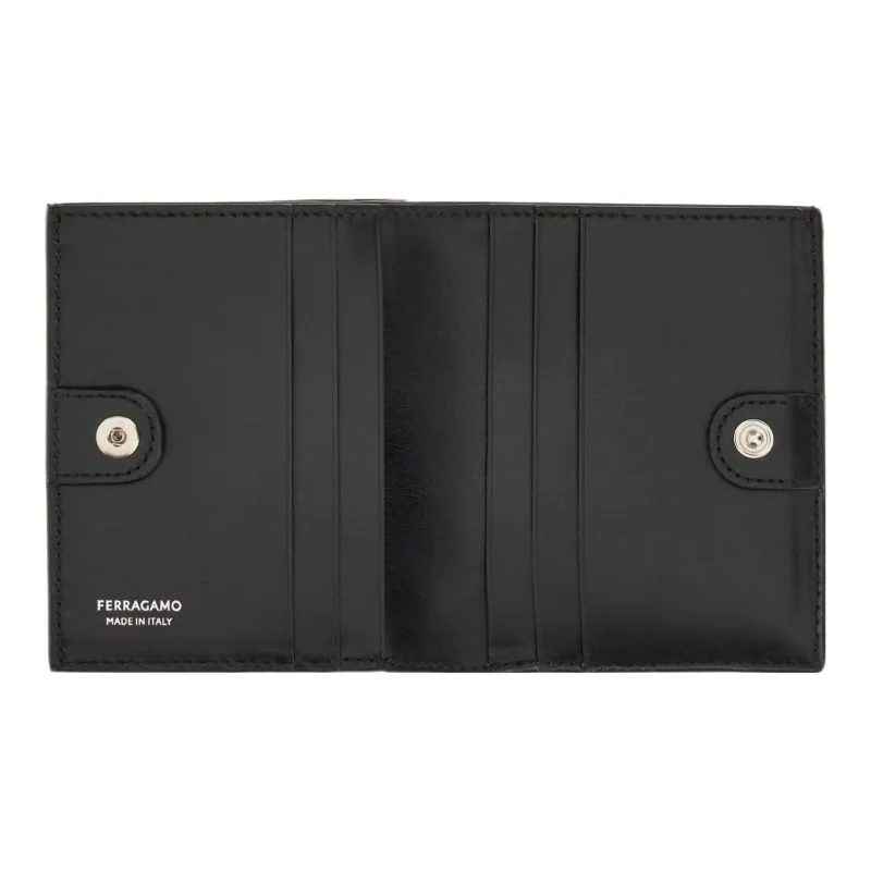 FERRAGAMO Cow Leather Wallet Small Size Women's Flame Red/Black-3