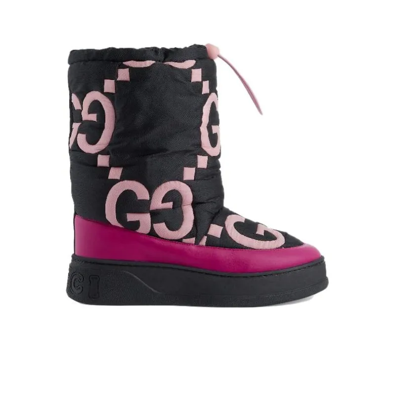 GUCCI Women's Maxi Gg Boot 'Black Pink Matelassé' Women's-1