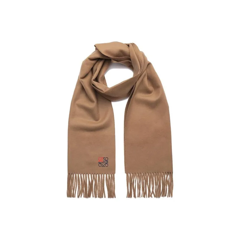 LOEWE Cashmere Knit Scarves Women's Camel-3
