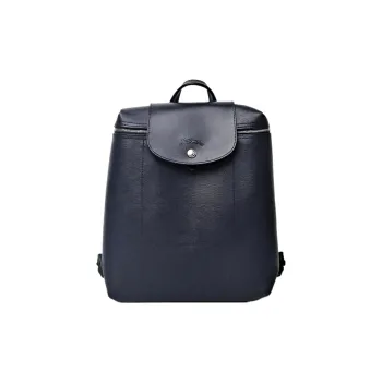 LONGCHAMP Le Pliage City Coated Canvas With Leather Trim Backpack Medium Size Unisex Marine Blue