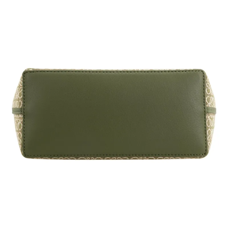 LOEWE Square Basket Canvas With Leather Canvas Bag Tote Bag Shopping Bag Shoulder Bag Handbag Small Size Women's Green-3