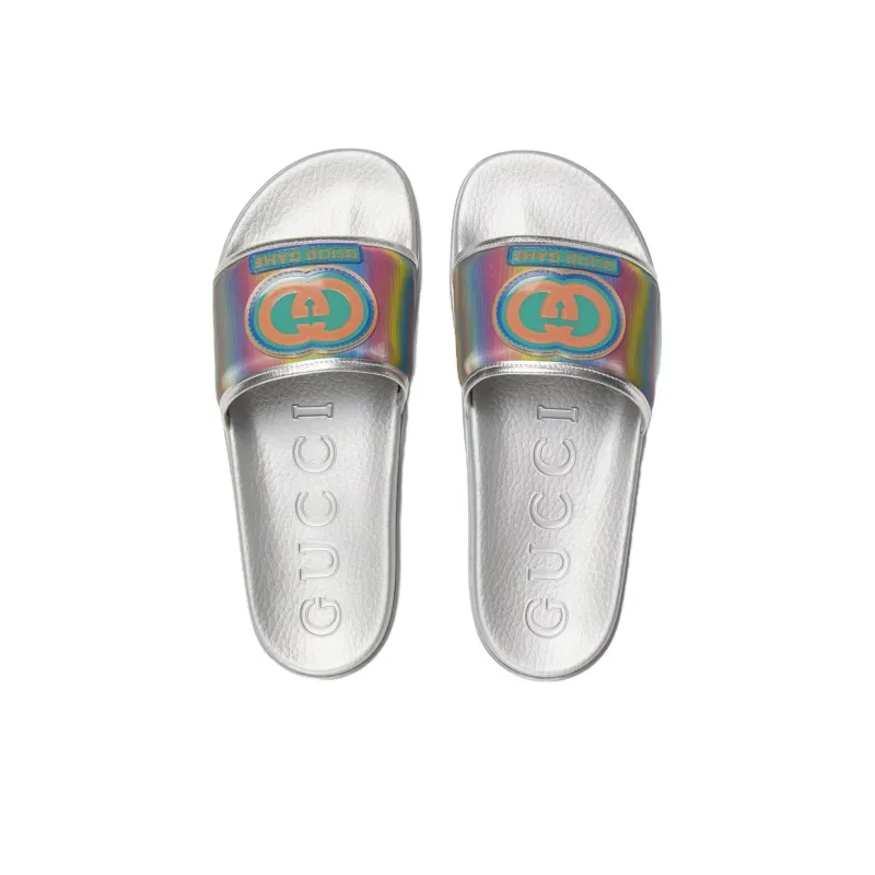 GUCCI Good Game Slide Slippers Men's Silver-2