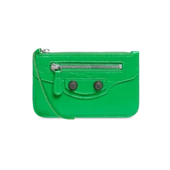 Balenciaga Le Cagole Lambskin Wallet Coin Purse Card Holder Women's Green