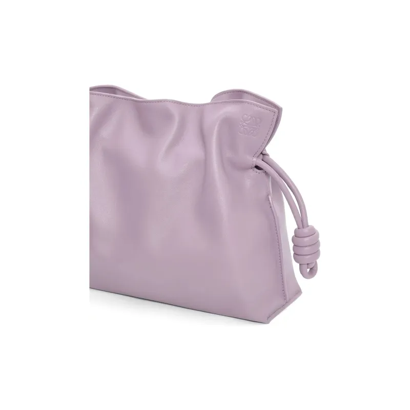 LOEWE Flamenco Napa Calf Leather Clutch Bag Over The Shoulder Large Size Women's Light Purple-5