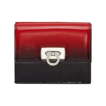 FERRAGAMO Cow Leather Wallet Small Size Women's Flame Red/Black