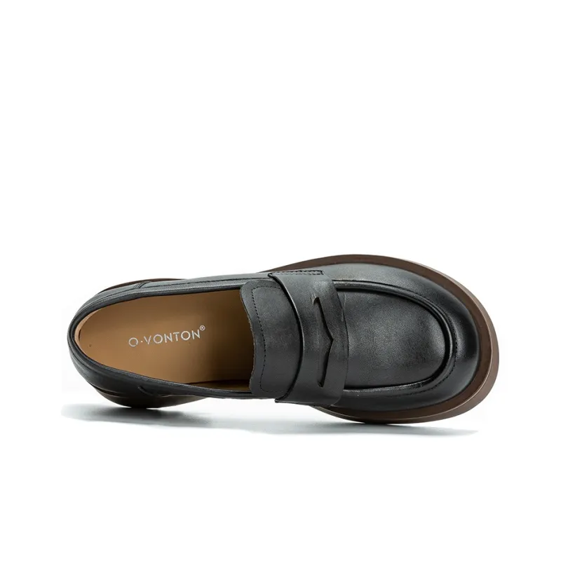 Q.VONTON Loafers Women's Low Top Black/Coffee-2