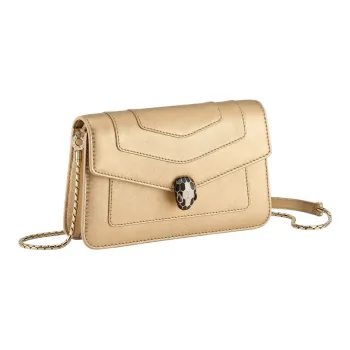 BVLGARI Serpenti Forever Calfskin Wallet Shoulder Bag Crossbody Bag Regular Women's Gold
