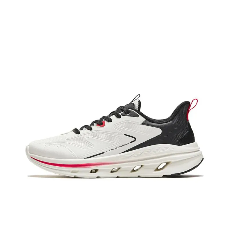 Anta Abrasion Resistant Breathable Low Top Running Shoes Men's Black White-0