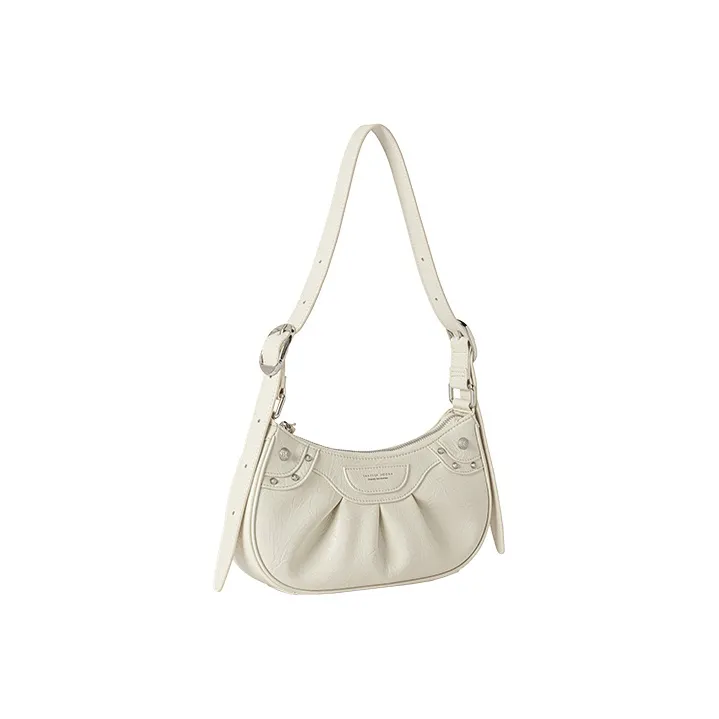 VANESSA HOGAN Cow Leather Handbag Shoulder Bag Crossbody Bag Medium Size Women's Black/Ecru-1